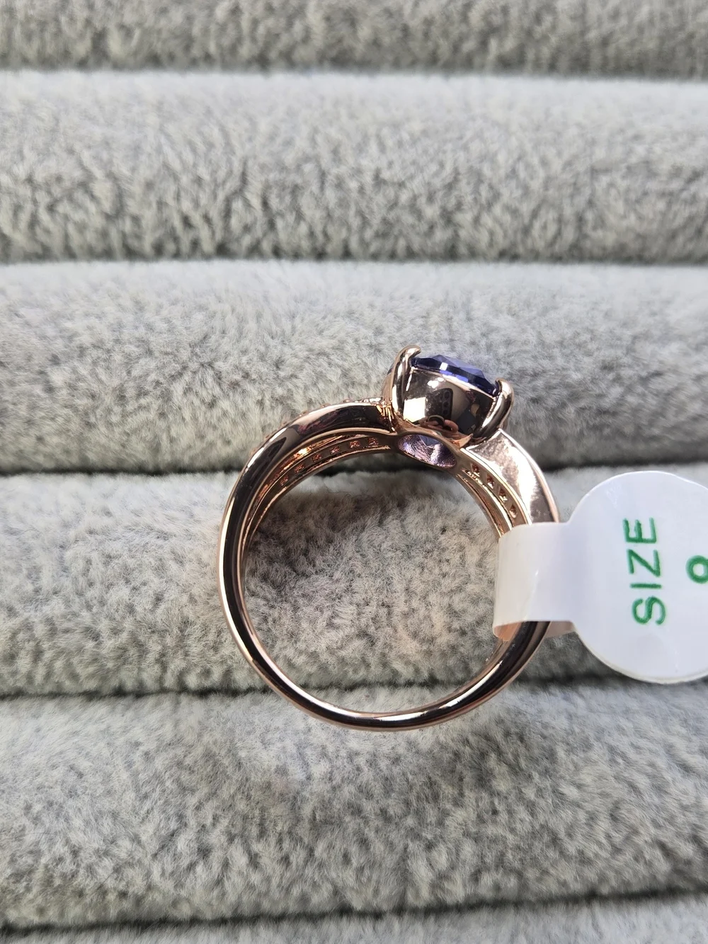 Size 8 Tanzinite Rose Gold Plated December Birthday Bomb Party Ring
